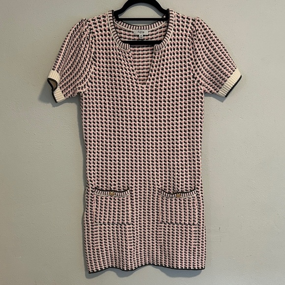 Fate Pink and Black Geometric Mini Dress - Picture 1 of 3